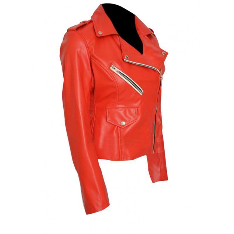 Charlotte McKinney Red Motorcycle Jacket