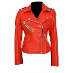 Charlotte McKinney Red Motorcycle Jacket