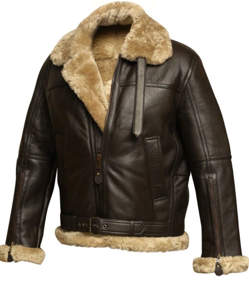 B3 Aviator Fur Shearling Brown Leather Jacket 