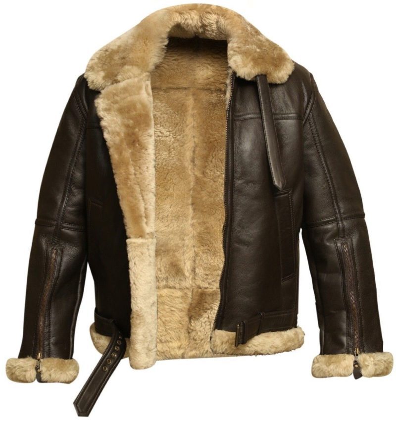 B3 Aviator Fur Shearling Brown Leather Jacket 