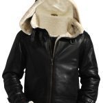 B3 Shearling Winter White Removable Fur Black Jacket