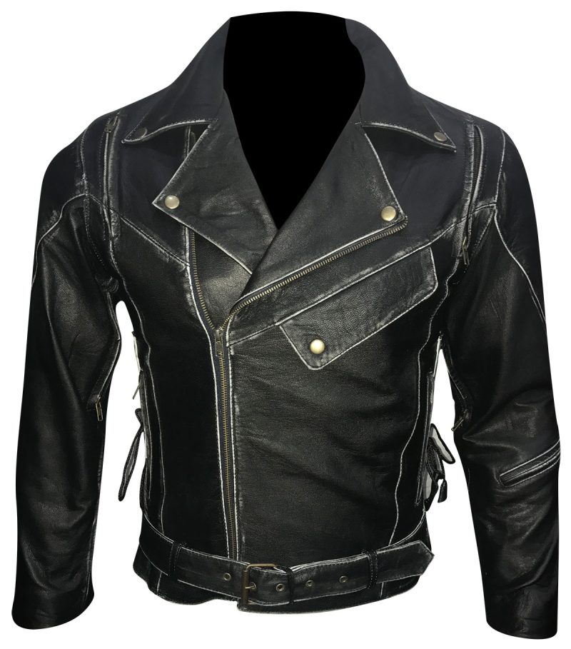 Men Asymmetrical Motorcycle Black Slim Fit Biker Lambskin Leather Jacket