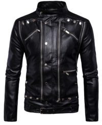 Cafe Racer Black Zipper Biker Leather Jacket