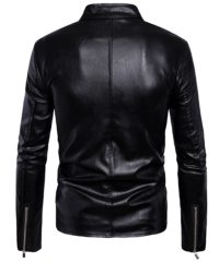 Cafe Racer Black Zipper Biker Leather Jacket