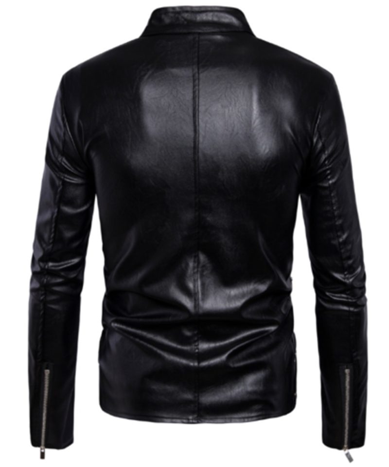 Cafe Racer Black Zipper Biker Leather Jacket