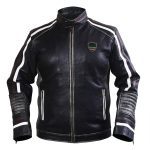 Men Cafe Racer Distressed Black Leather Jacket Front