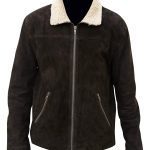 The Walking Dead Rick Grimes Suede Leather Fur Collar Brown Jacket