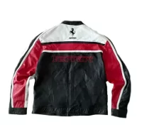 Ferrari Red Black Biker Leather Jacket