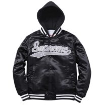 Drake-Supreme-Bomber-Satin-Black-Hoodie-Jacket-0